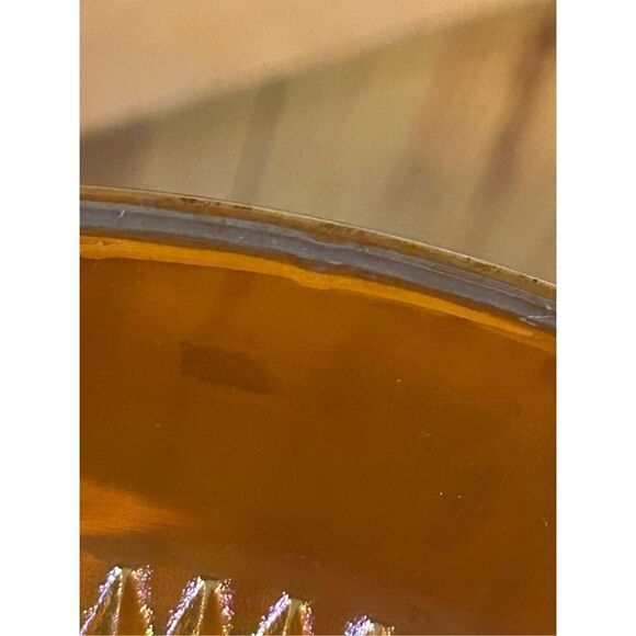 Jeanette Anniversary Serving Bowl Marigold Carnival Glass Iridescent Vintage (84 - Picture 9 of 11